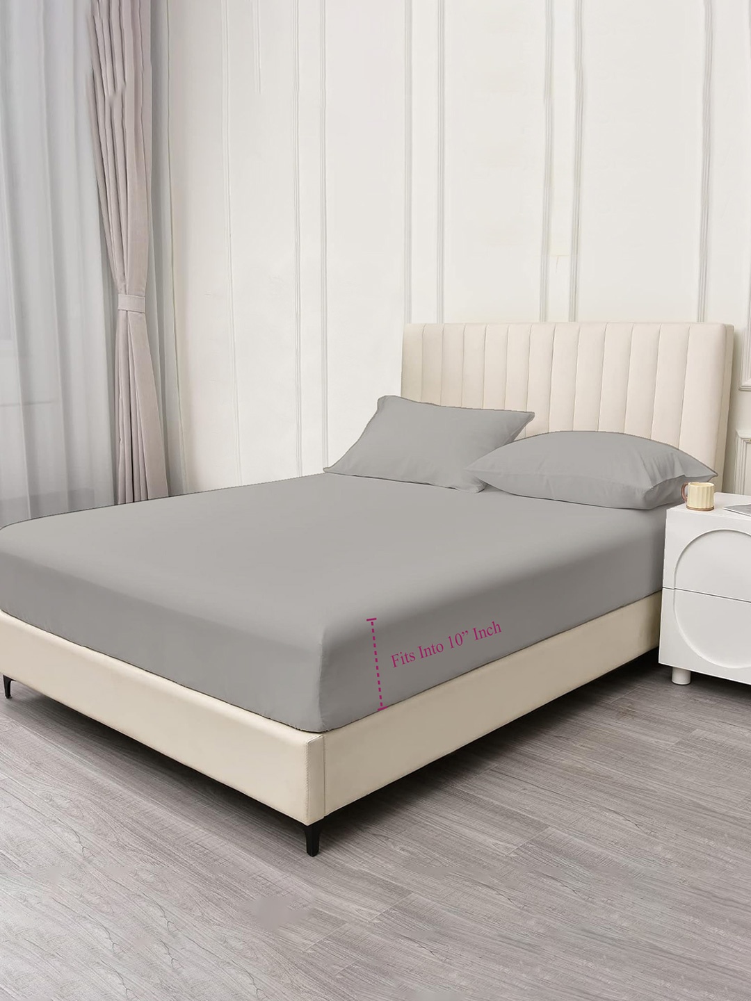 

Trance Home Linen Grey Fitted Cotton 400 TC Single Bedsheet With 1 Pillow Cover