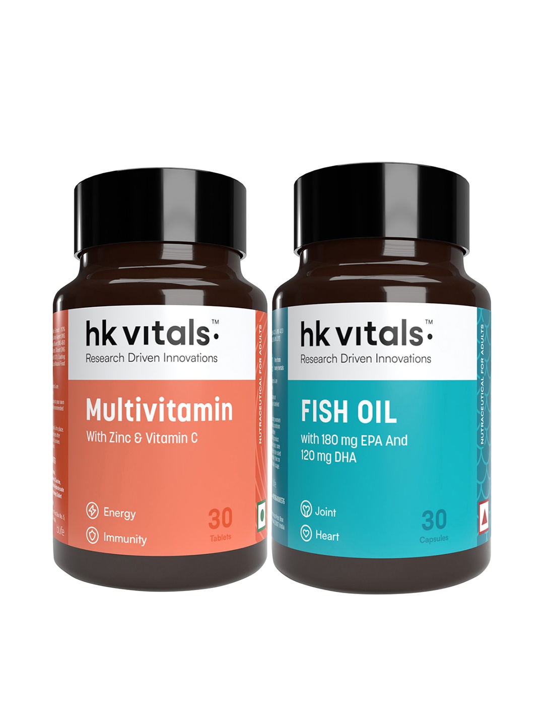 

HK VITALS Set of Multivitamin Tablets & Fish Oil 1000mg Capsules - 30 N Each, Blue