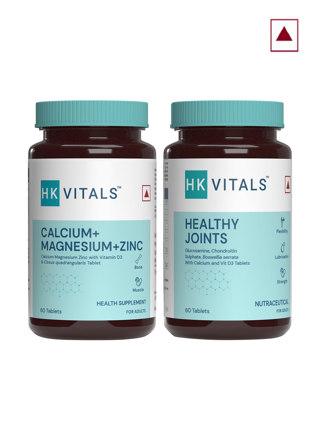 

HK VITALS Calcium Magnesium Zinc Tablets & Healthy Joints Tablets - 60 Tablets Each, Blue