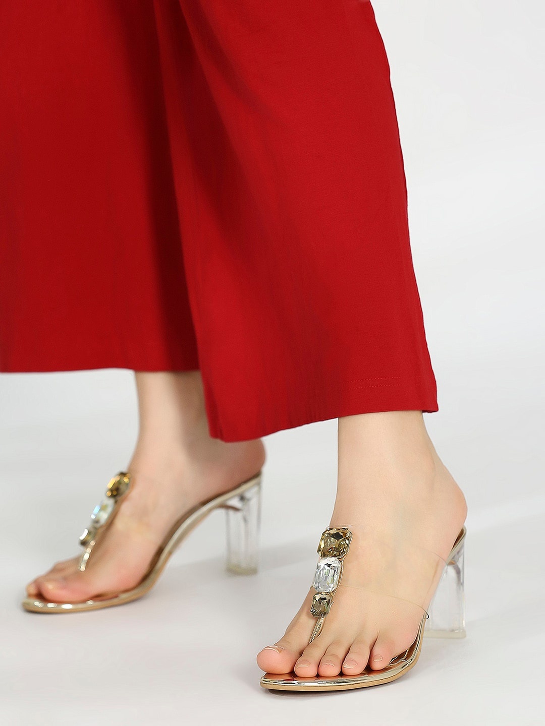 

Inc 5 Embellished Open Toe Block Heels, Gold