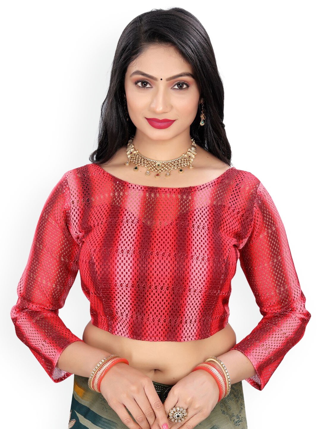 

Reeta Fashion Self Design Cotton Saree Blouse, Maroon