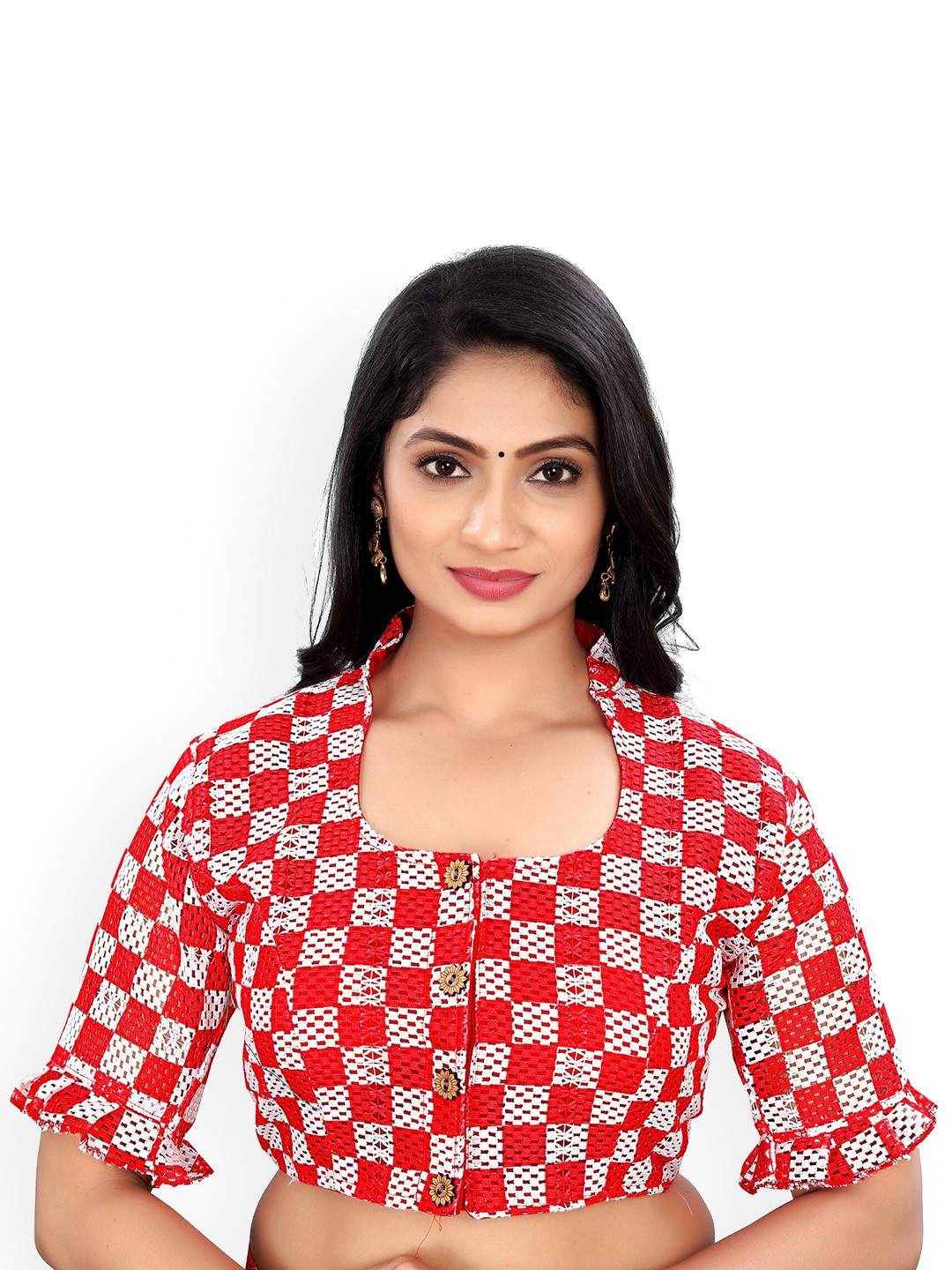 

Reeta Fashion Woven Design Cotton Readymade Saree Blouse, Red