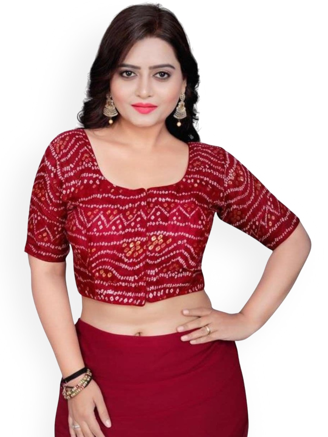 

Reeta Fashion Foil Printed Cotton Saree Blouse, Maroon