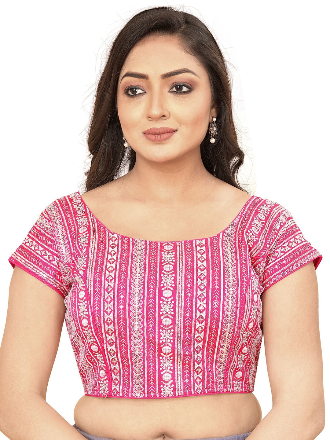 

Reeta Fashion Embroidered Silk Saree Blouse, Pink