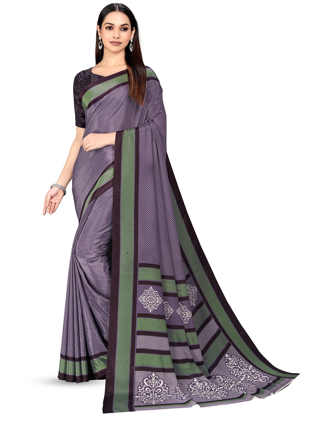 

VIMLA Pure Crepe Saree, Purple