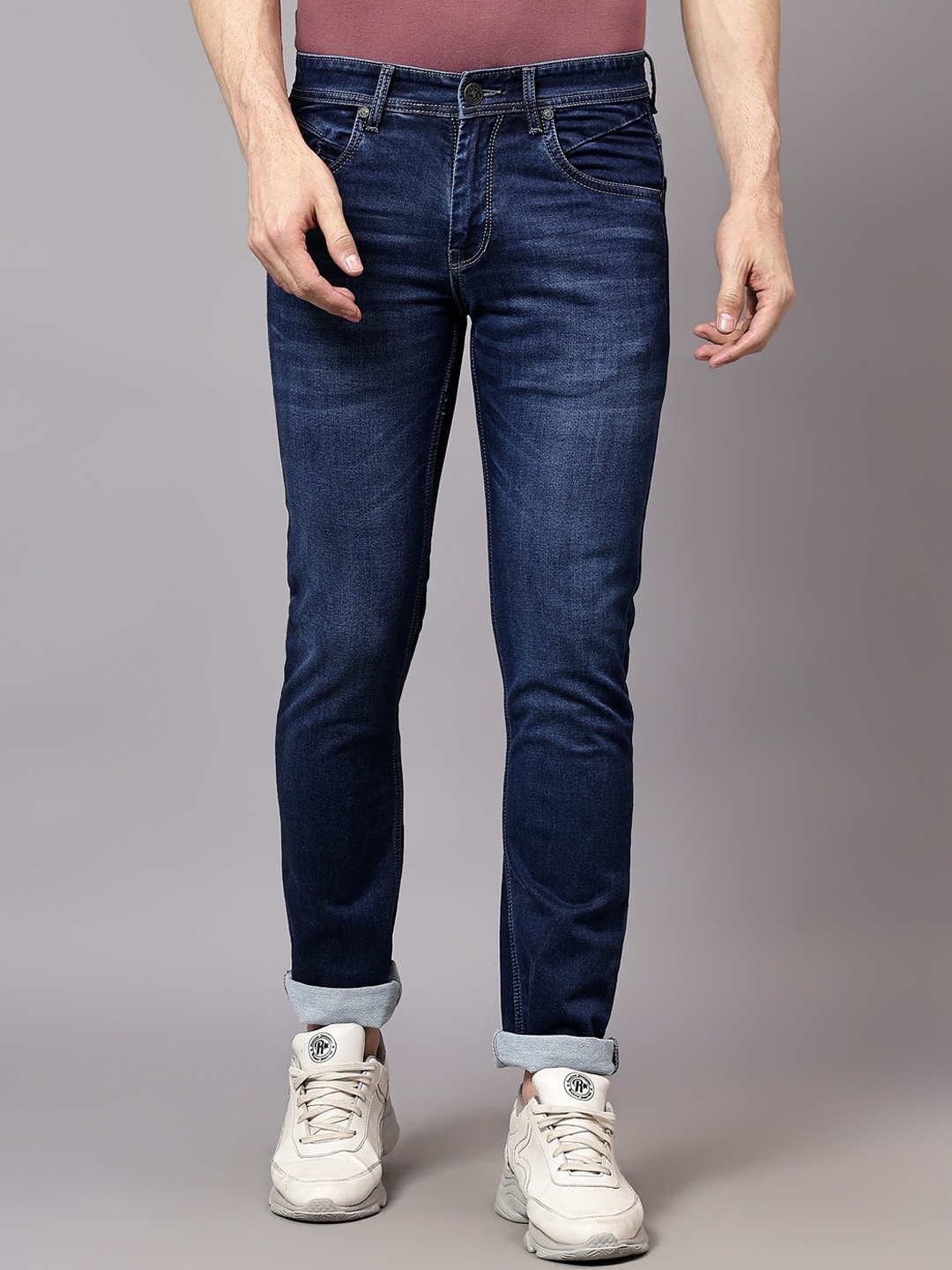 

Cantabil Men Clean Look Light Fade Stretchable Jeans, Blue