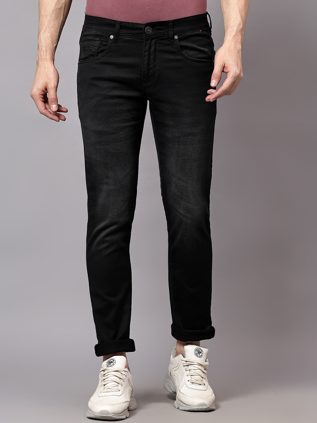 

Cantabil Men Clean Look Light Fade Stretchable Jeans, Black