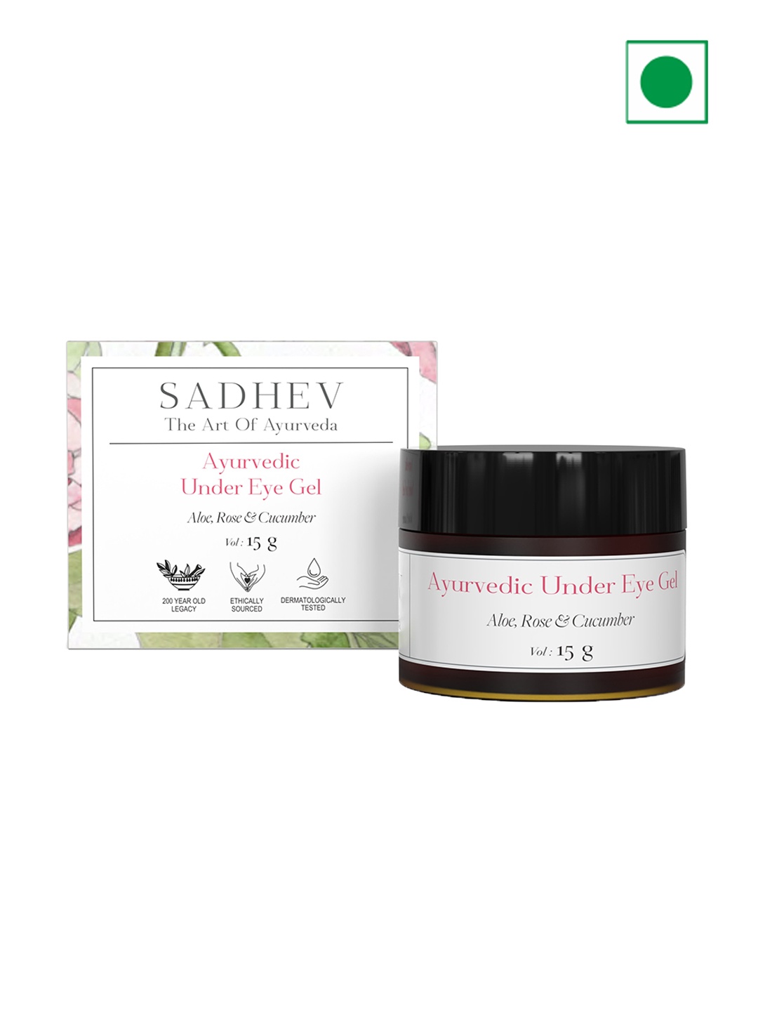 

SADHEV The Art Of Ayurveda Under Eye Gel With Aloe Vera & Rose - 15g, Transparent