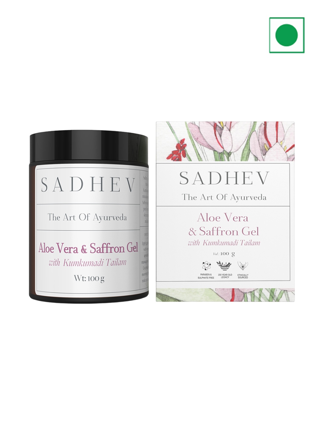 

SADHEV Aloe Vera Gel With Saffron & Kumkumadi Tailam - 100 gm, Transparent
