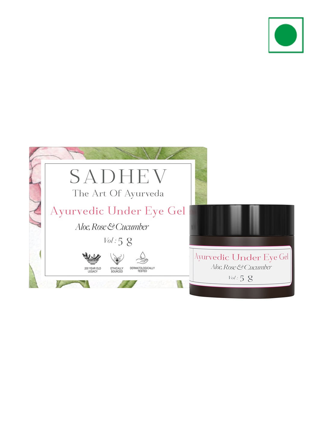 

SADHEV Ayurvedic Under Eye Gel With Aloe, Rose & Cucumber - 5g, Transparent