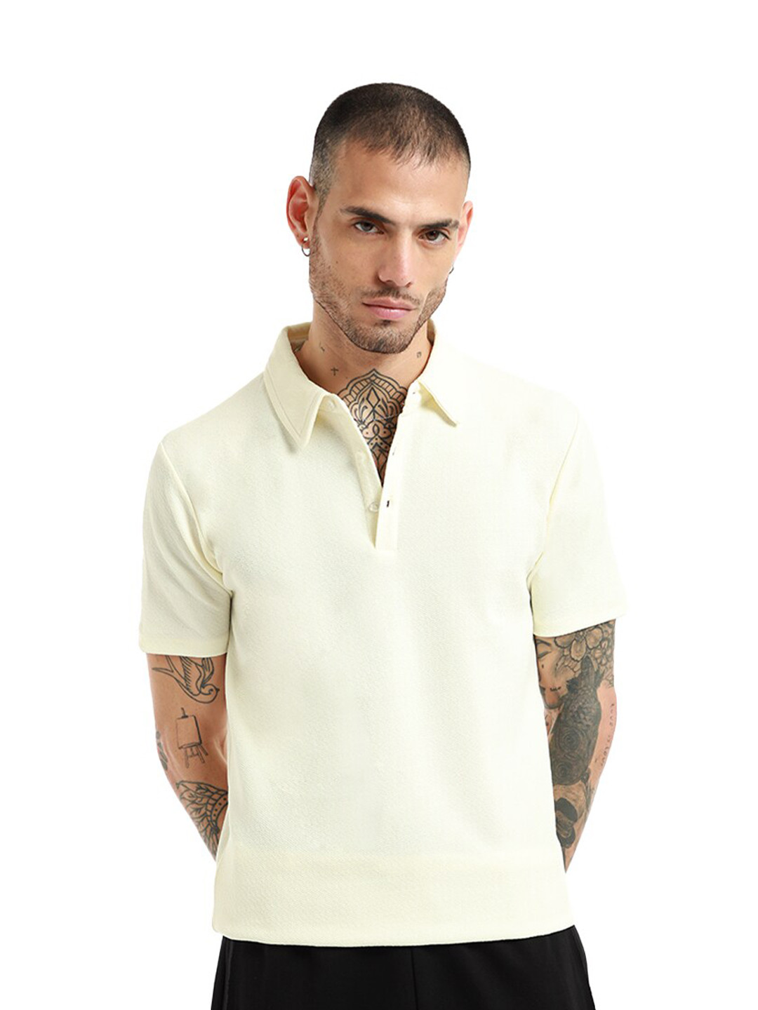 

Banana Club Polo Collar Cotton Slim Fit T-shirt, Off white