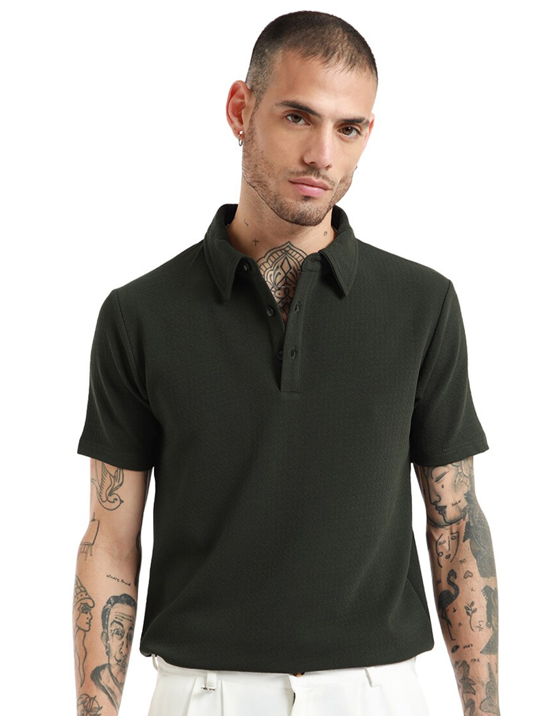 

Banana Club Polo Collar Slim Fit Cotton T-shirt, Olive