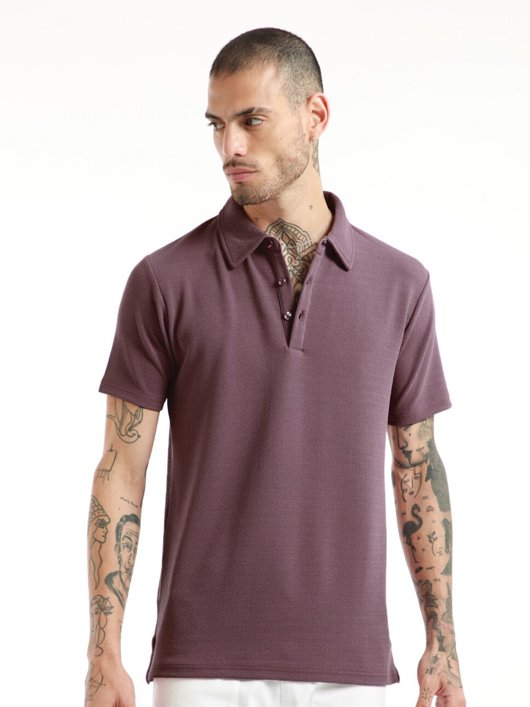 

Banana Club Polo Collar Cotton Slim Fit T-shirt, Lavender