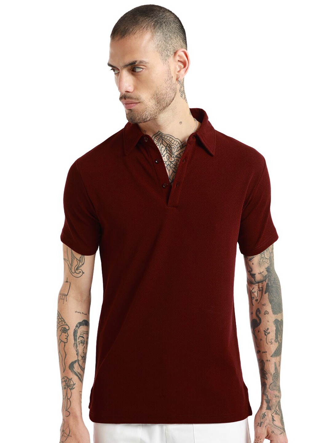 

Banana Club Polo Collar Cotton Slim Fit T-shirt, Maroon