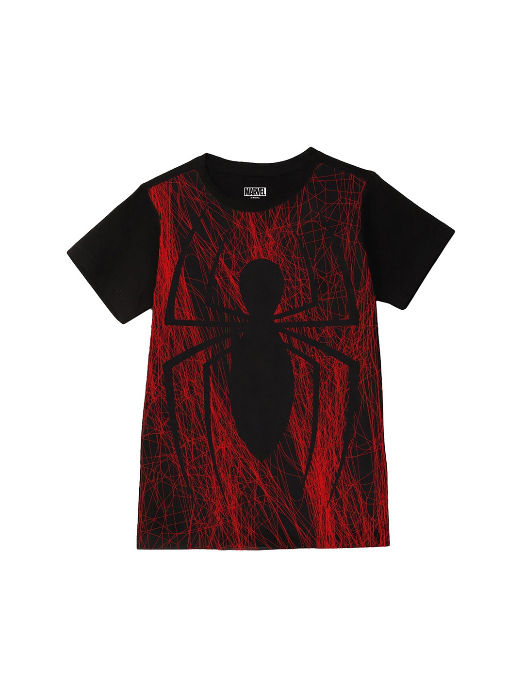 

Wear Your Mind Boys Spider Man Printed Round Neck Casual T-shirt, Black