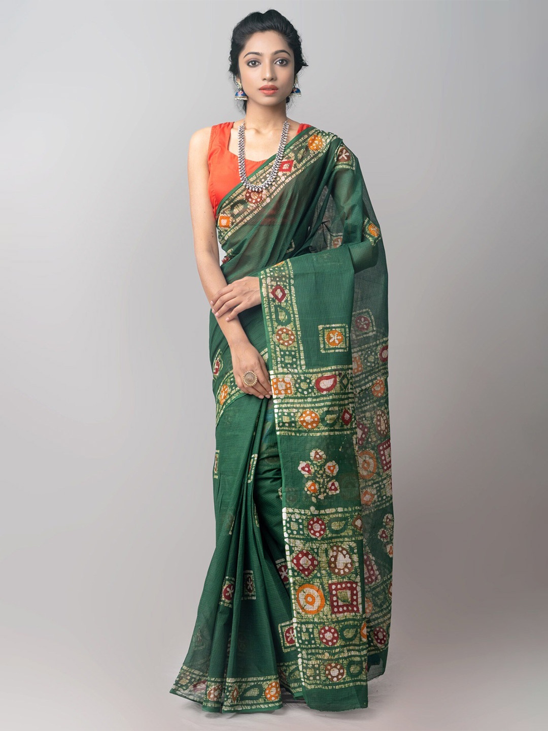 

Unnati Silks Ethnic Motifs Pure Cotton Handloom Kota Saree, Green
