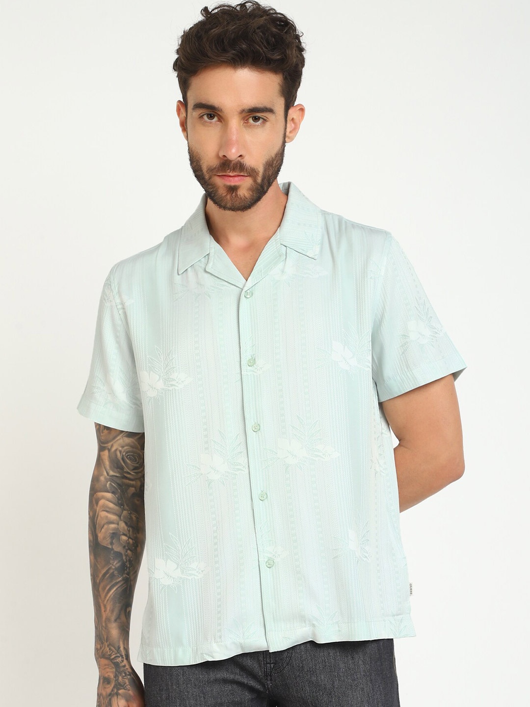 

GUESS Floral Printed Casual Shirt, Blue