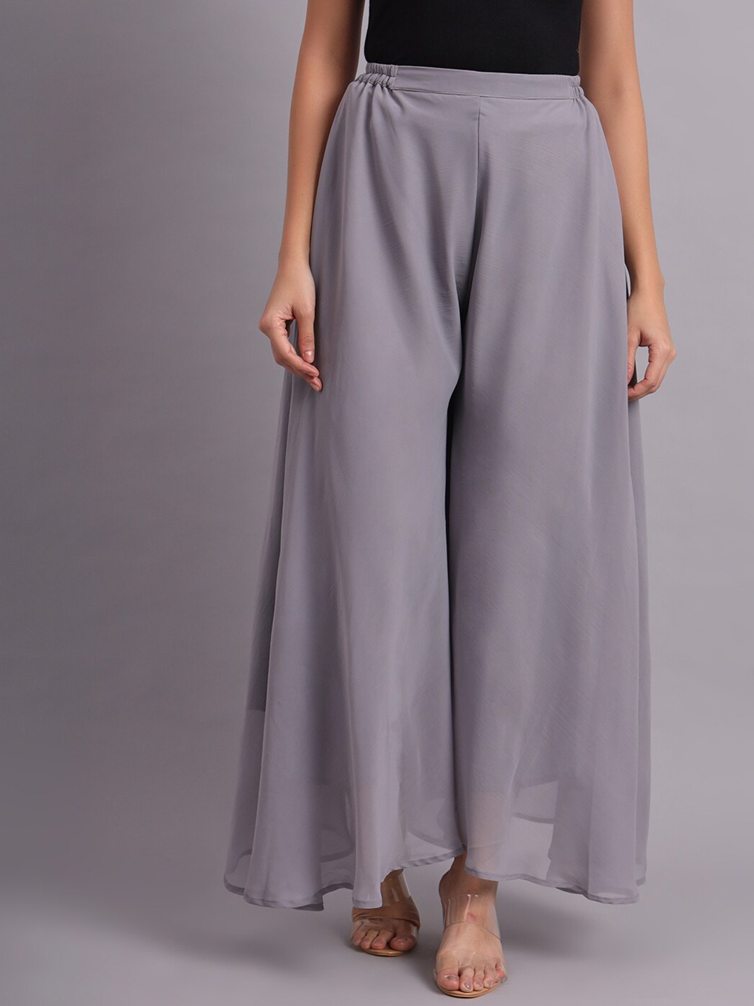

KALINI Flared Georgette Palazzos, Grey