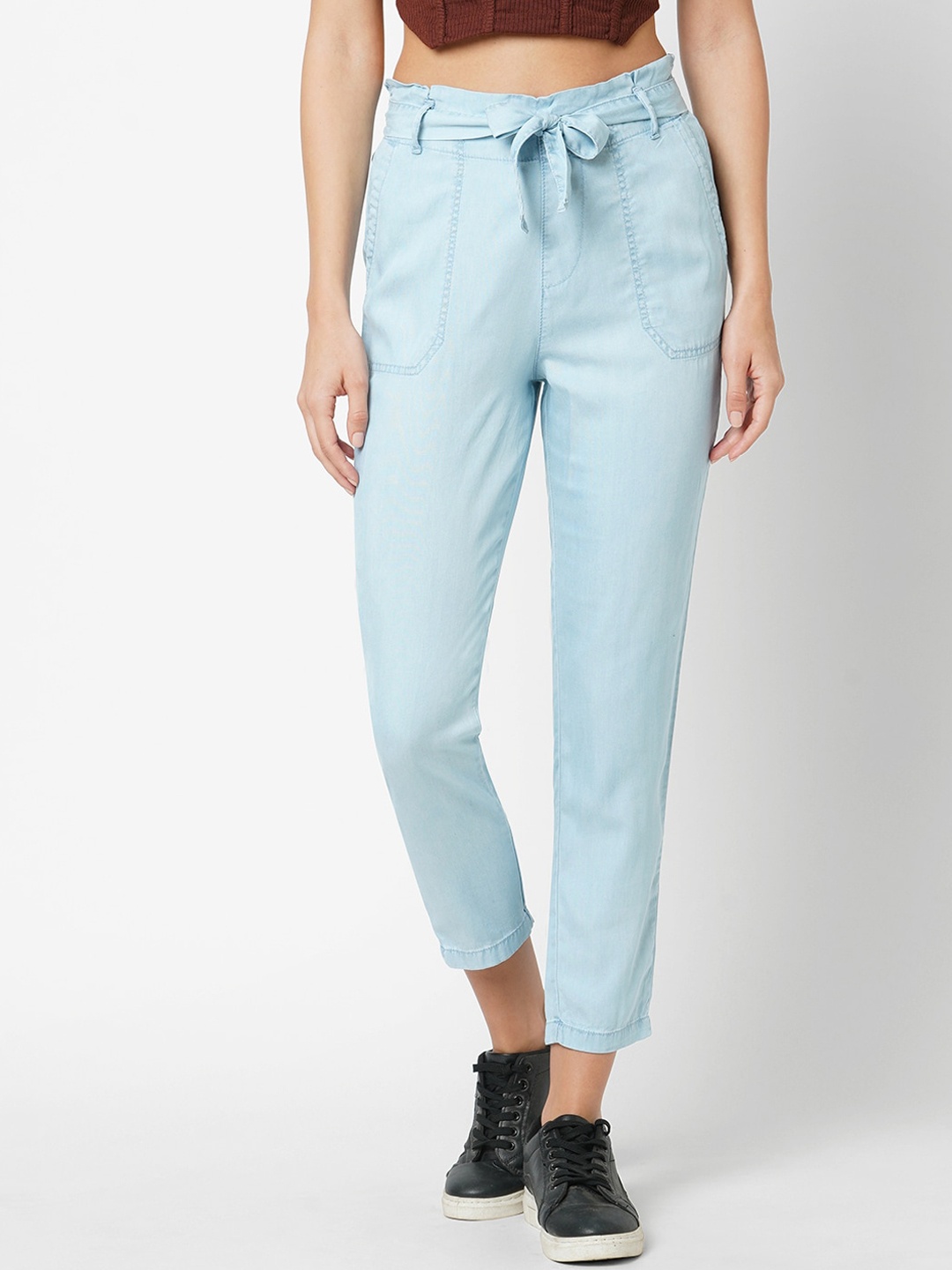 

Kraus Jeans Women High-Rise Trousers, Blue