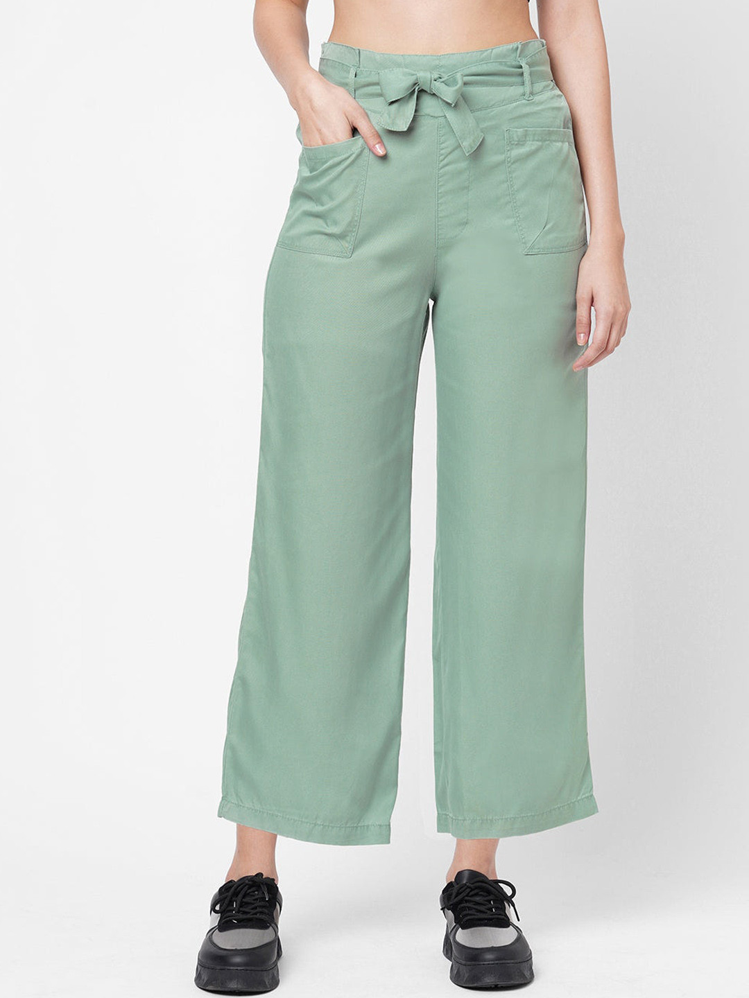 

Kraus Jeans Women Loose Fit High-Rise Trousers, Green