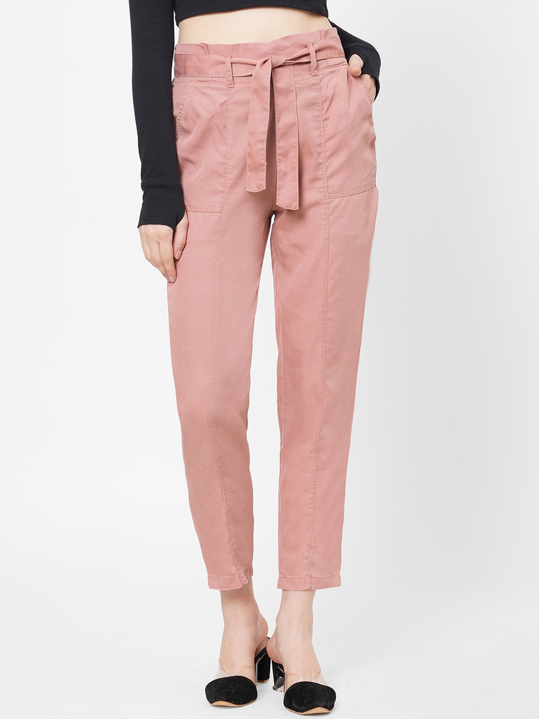 

Kraus Jeans Women Loose Fit High-Rise Peg Trousers, Pink