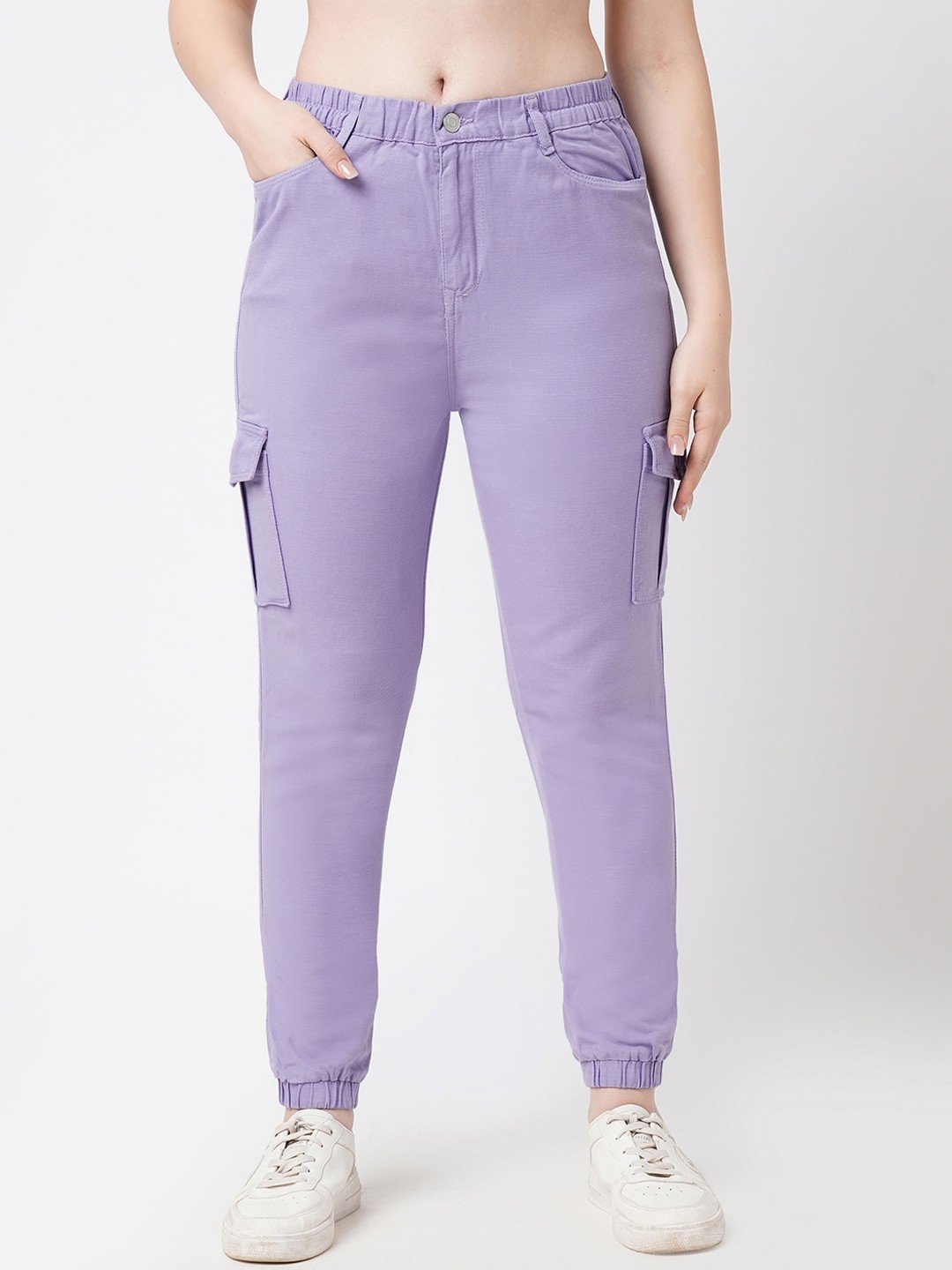 

Kraus Jeans Women Loose Fit Cargo Joggers, Purple