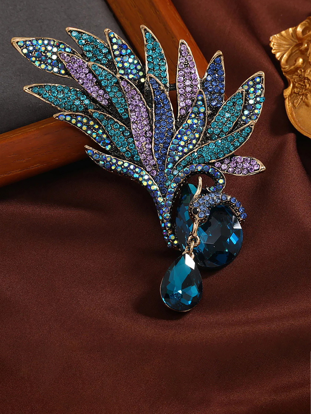 

SYGA Women Rhinestone-Studded Pin Brooch, Blue