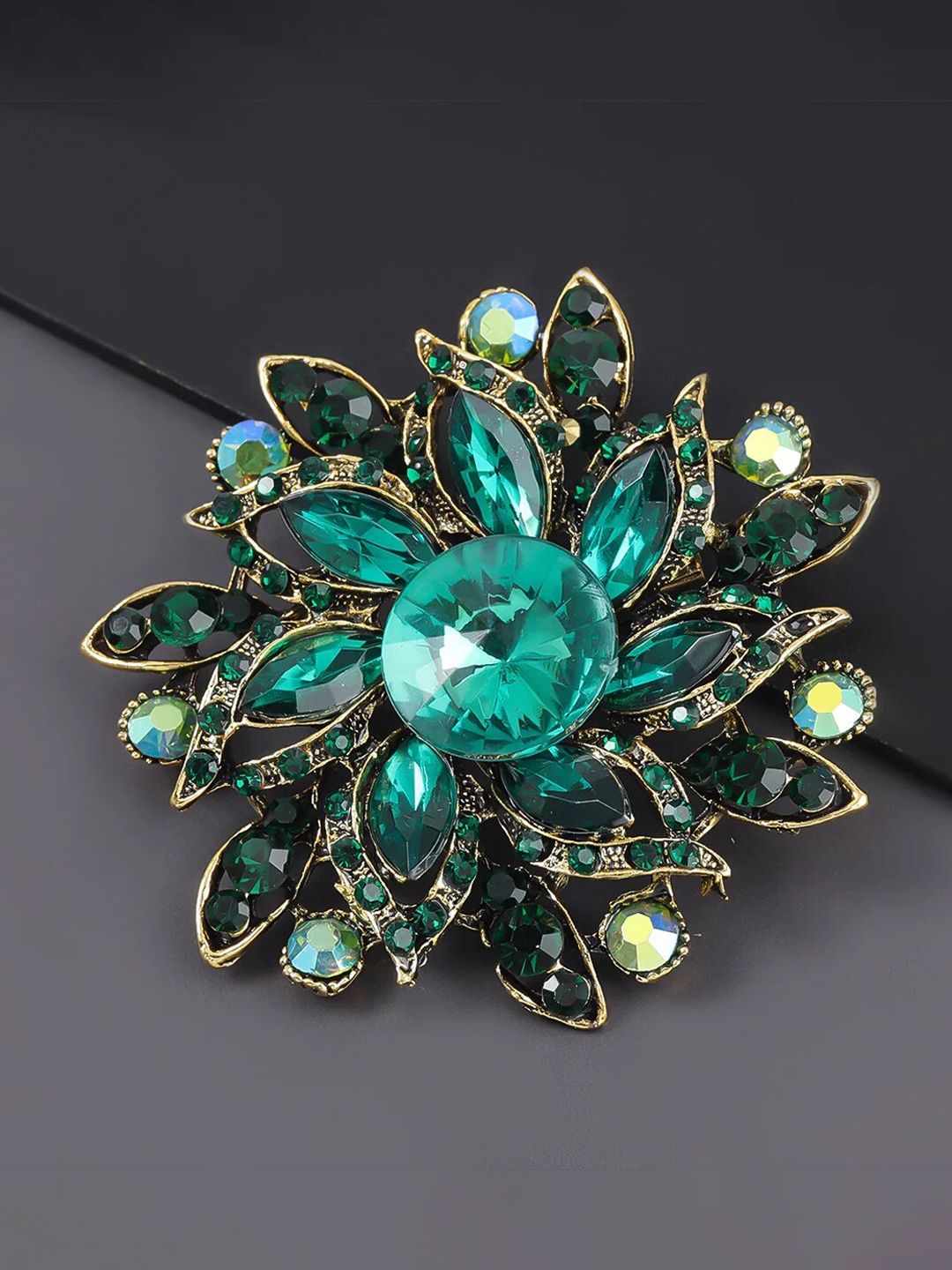 

SYGA Women Crystal Rhinestone Studded Pin Brooch, Gold
