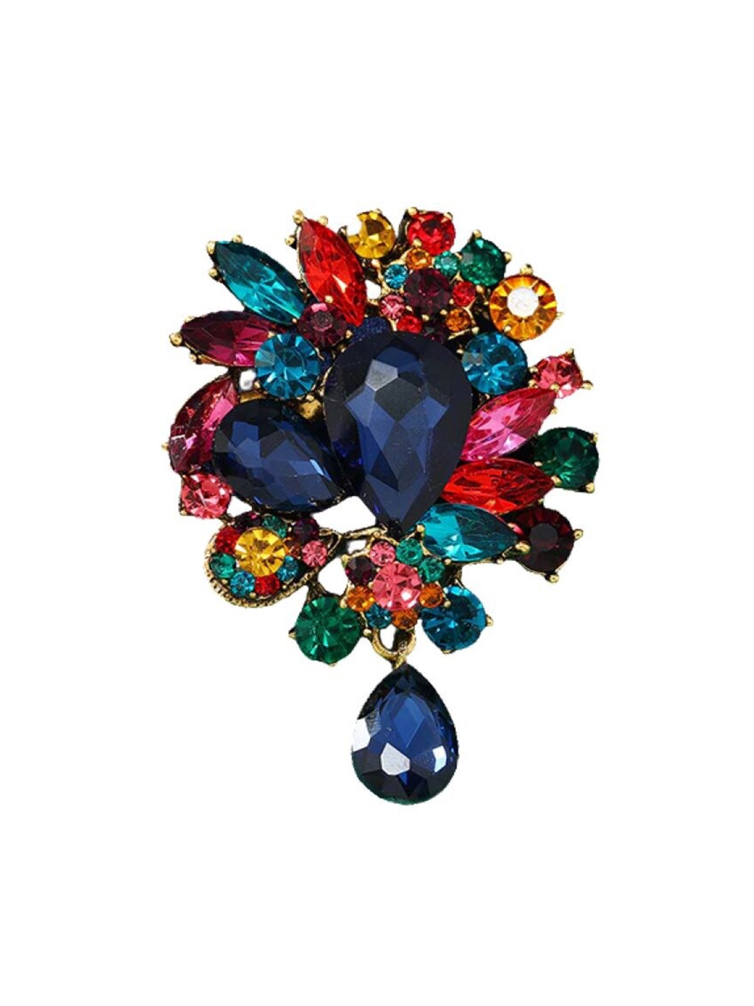 

SYGA Women Crystal Rhinestone Studded Pin Brooch, Gold