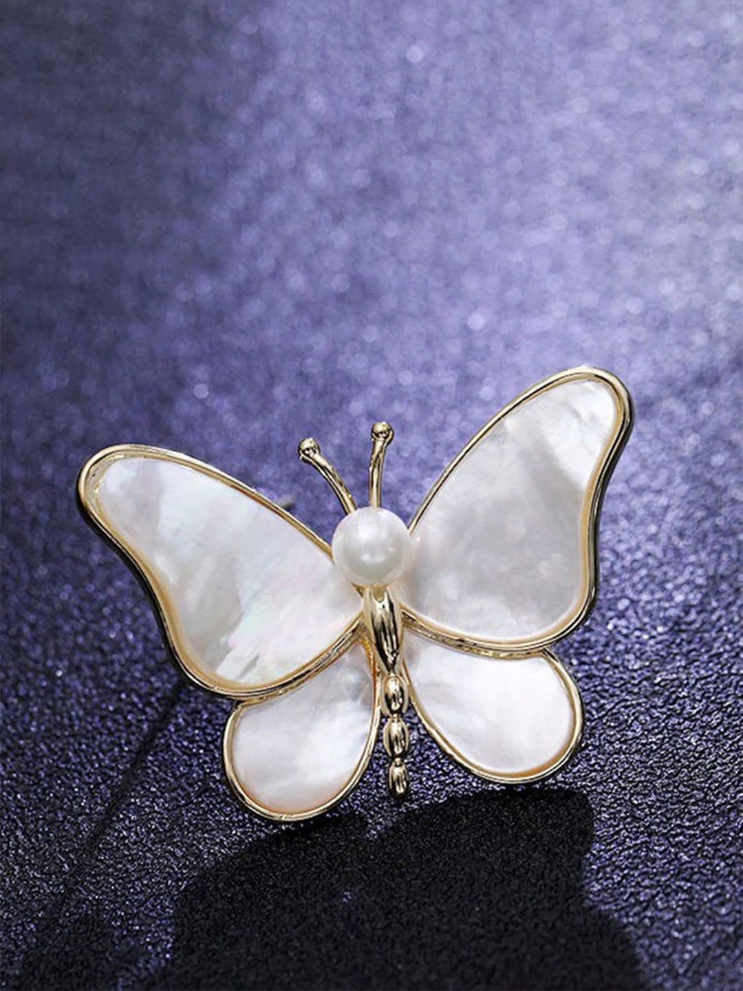 

SYGA Women Mother Of Pearl Butterfly Pin Brooch, White