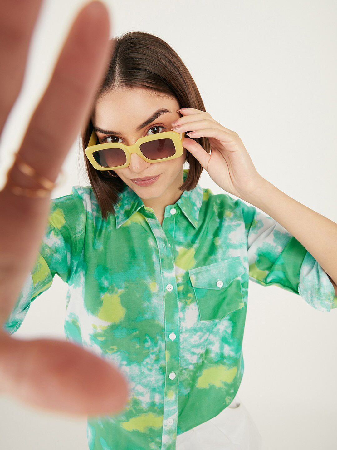 

DressBerry Classic Opaque Tie & Dye Printed Casual Shirt, Yellow