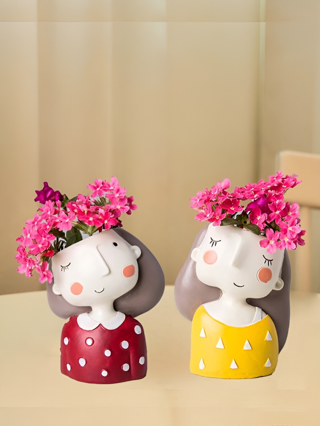 

Garden Deco Red & Yellow 2 Pieces Printed Ceramic Planters