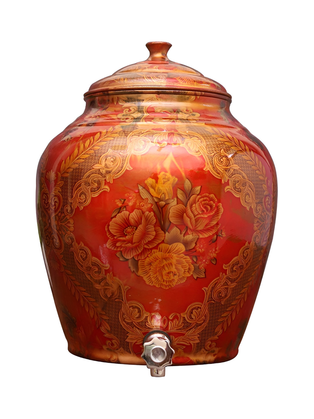

Taluka Brown Brown Printed Copper Water Dispenser - 16 ltr