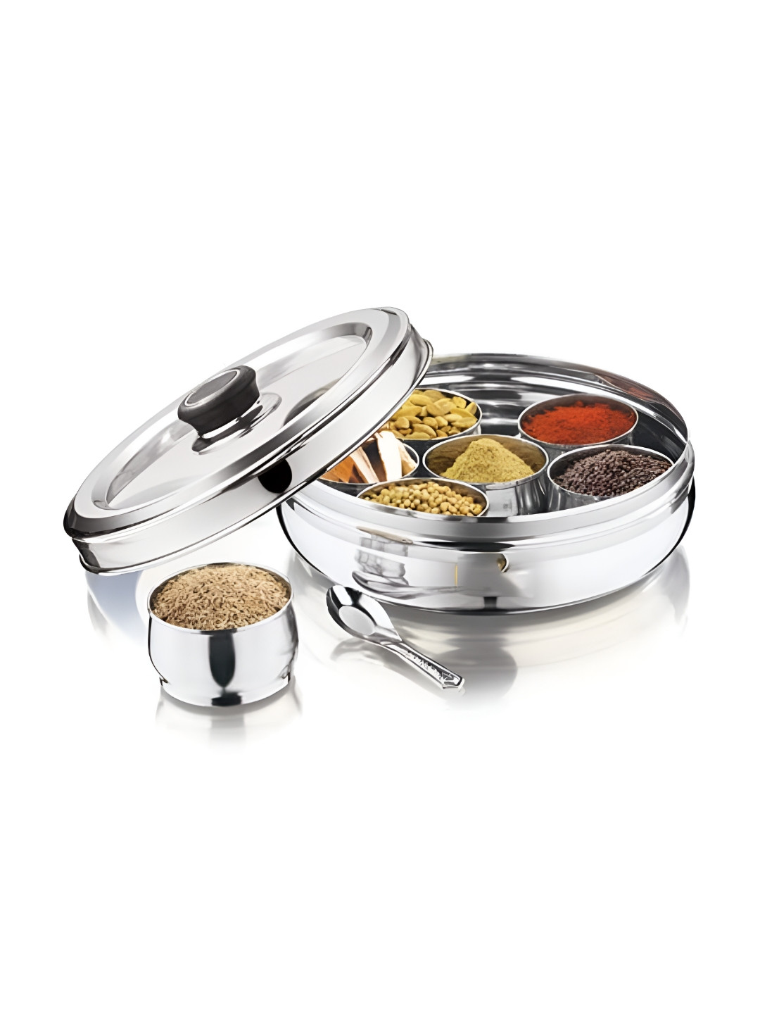 

Taluka Silver Toned Textured Masala Container With Knob