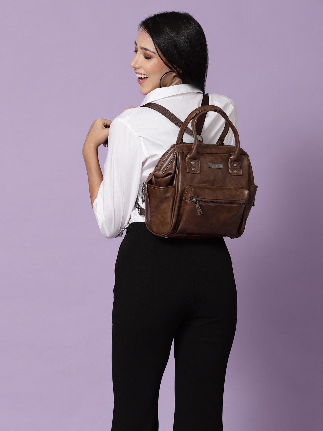 

VISMIINTREND Women Leather Handbag Convertible Backpack Shoulder Purse, Brown