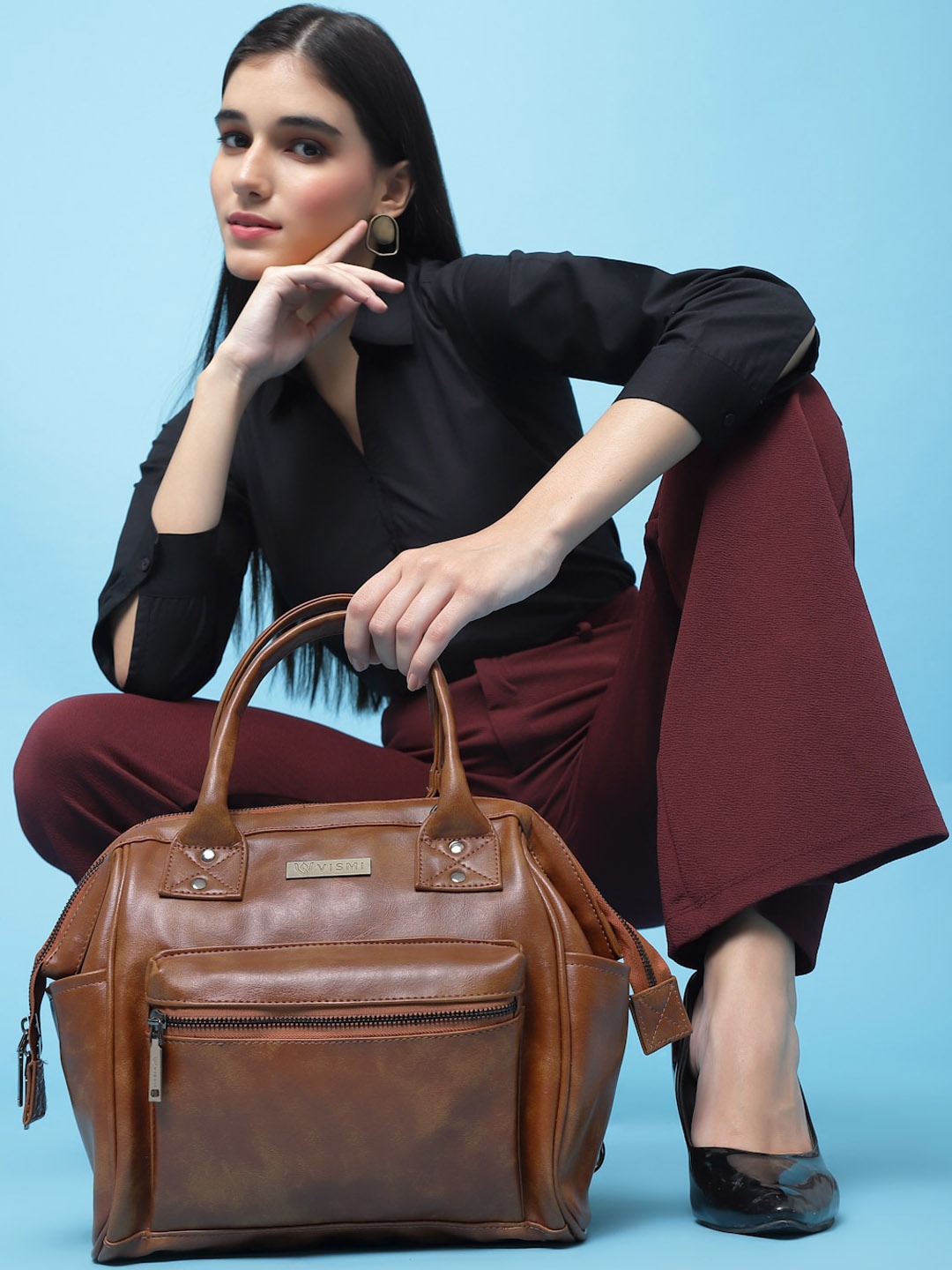

VISMIINTREND Women Leather Handbag Convertible Backpack Sling Bag, Tan