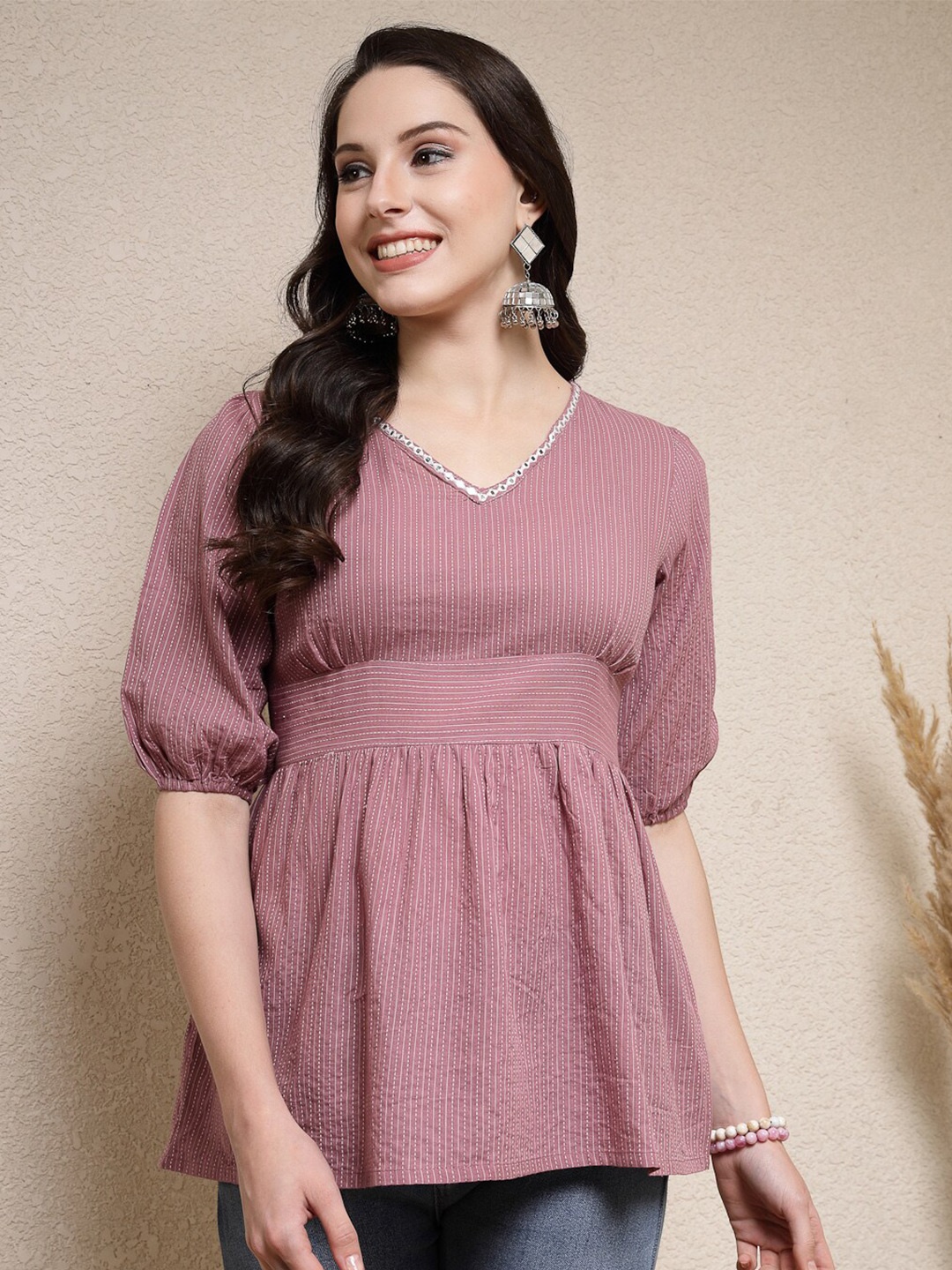 

Stylum Mauve Cotton Empire Top