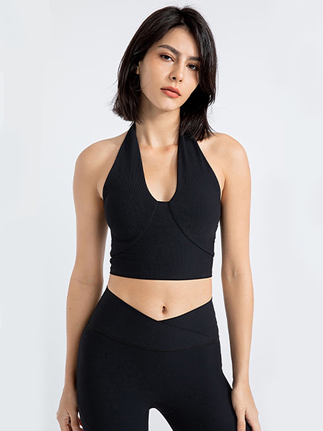 

LULU & SKY Halter Neck Bralette Crop Top, Black