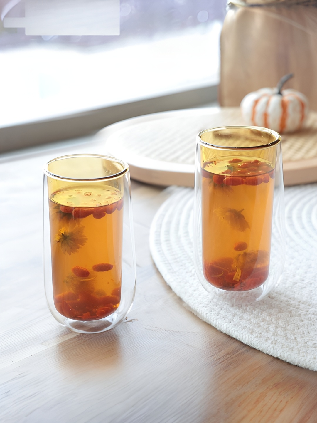 

The Better Home 2 Pieces Double Wall Drinking Glasses - 240ml each, Yellow