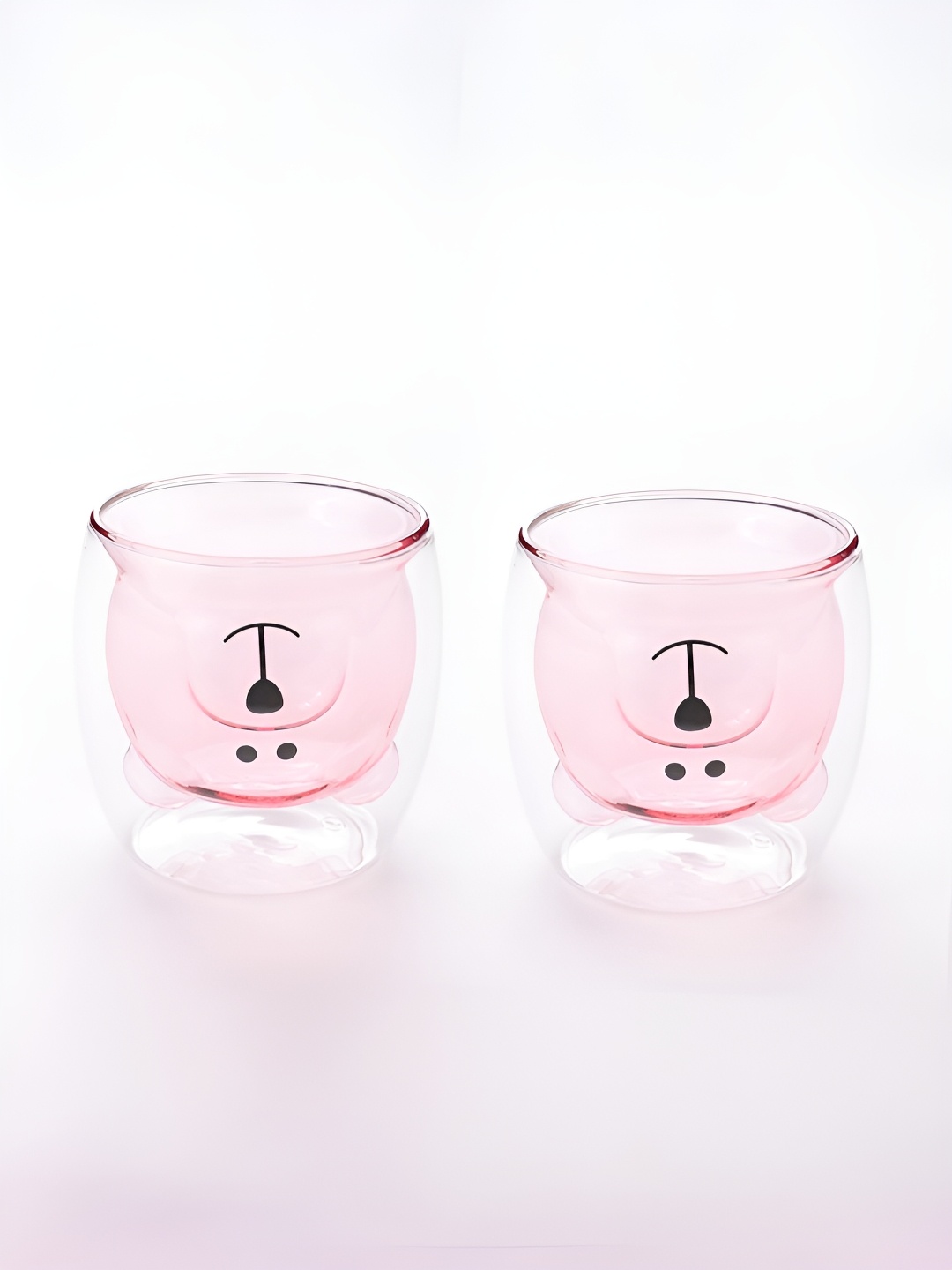 The Better Home Pink 2 Pcs Double Wall Glass Cups 250ml