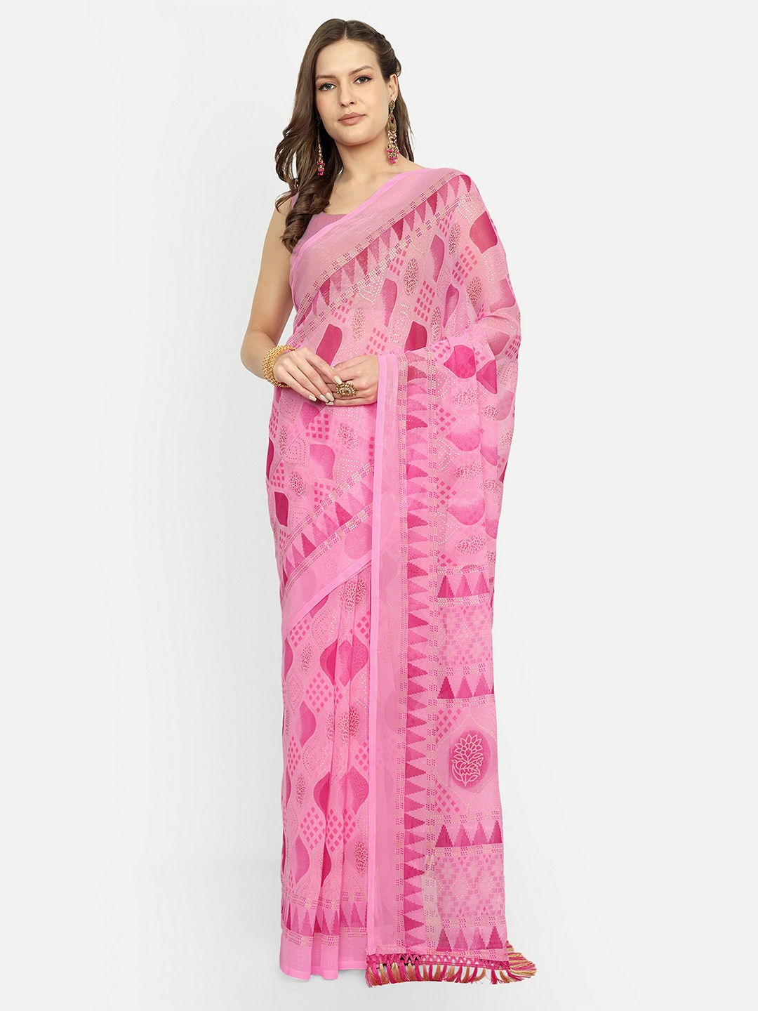 

Aardiva Ethnic Motifs Pure Chiffon Saree, Pink