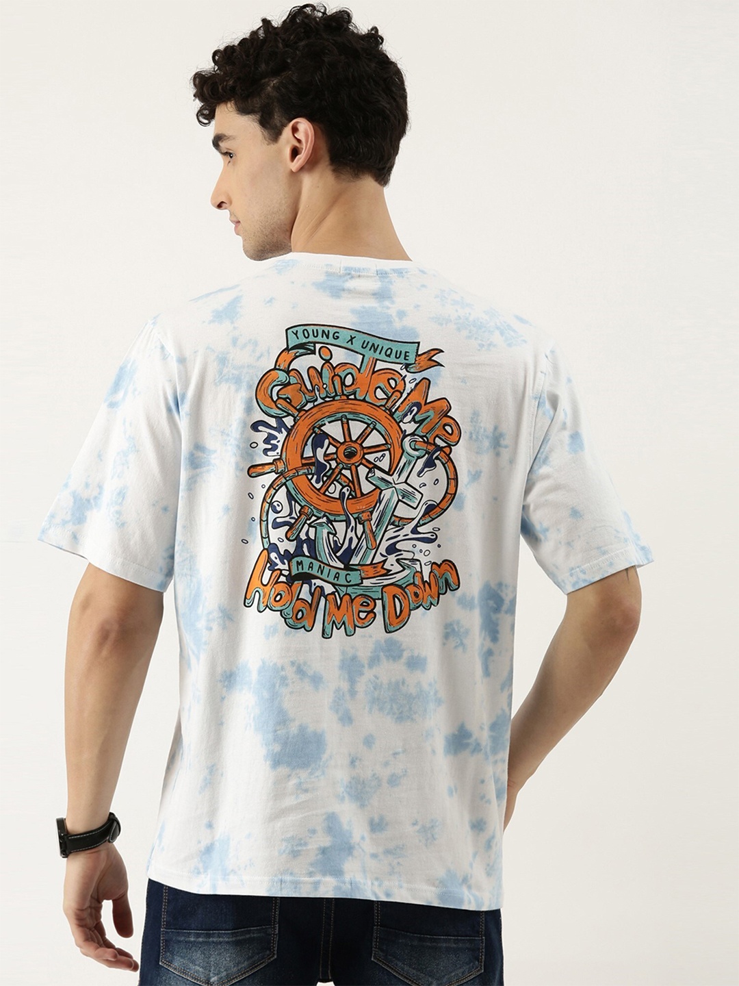 Maniac Graphic Printed Cotton Oversized Boxy Fit T-Shirt, White