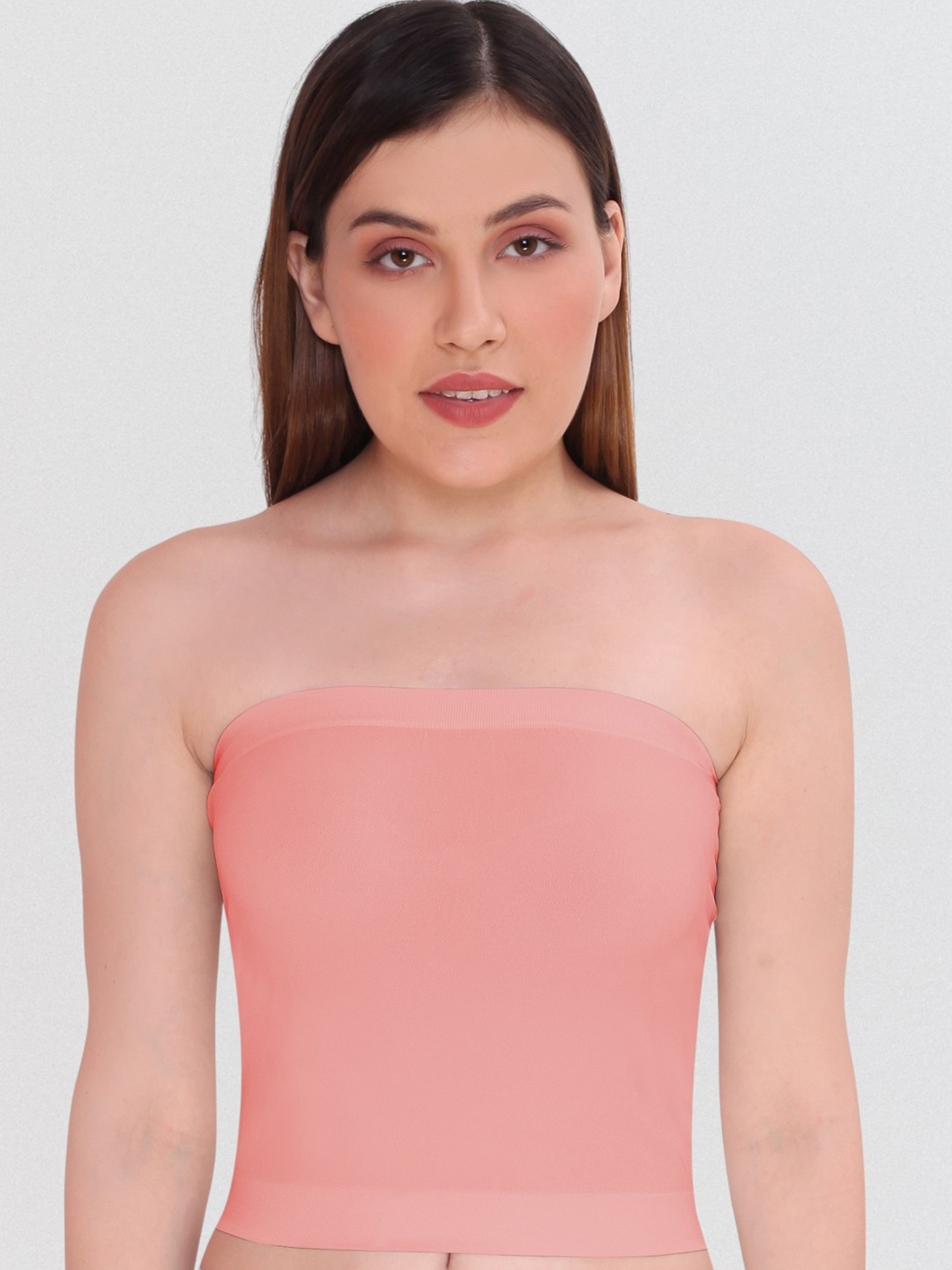 

PLUMBURY Strapless Crop Tube Camisole, Peach