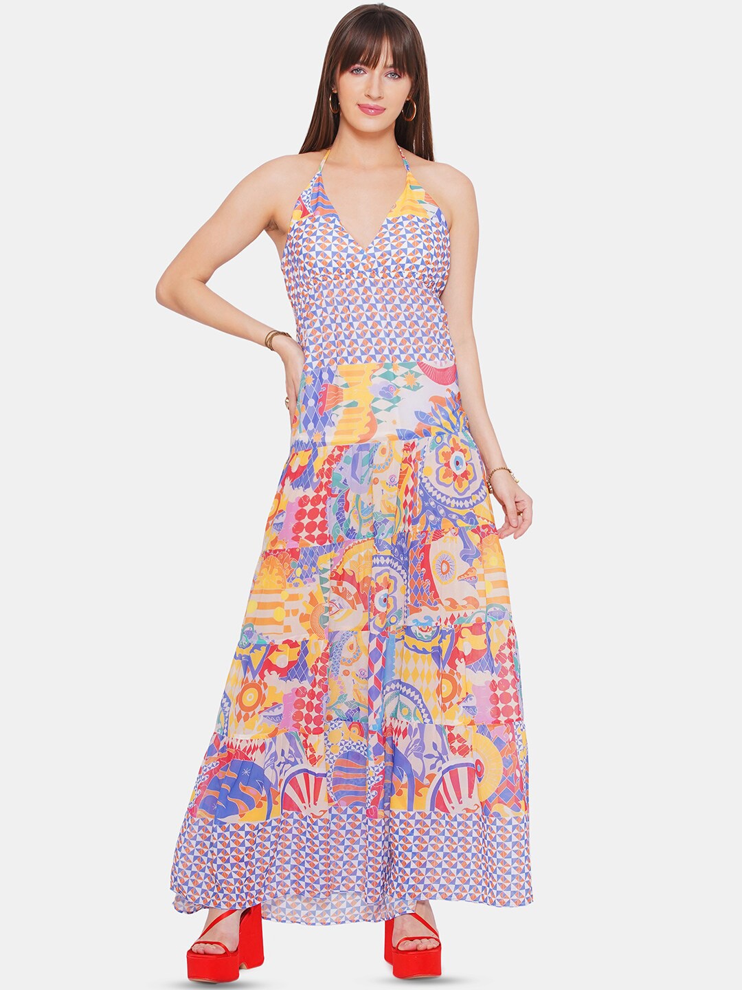 

CIN CIN Abstract Printed Cotton Maxi Dress, White