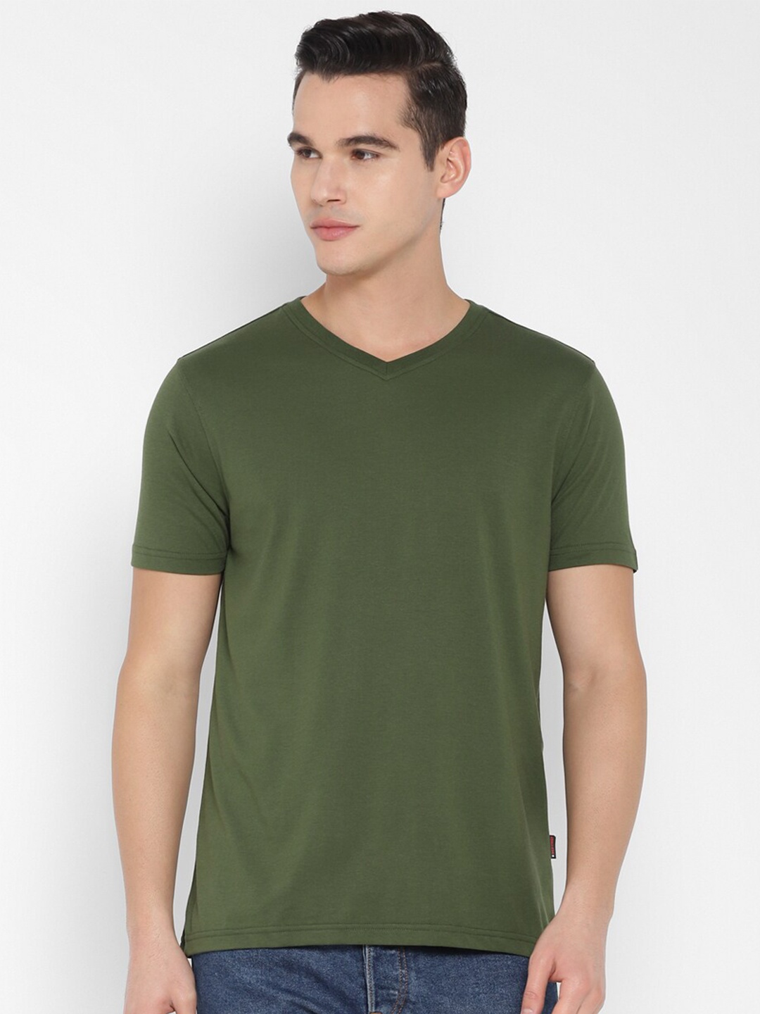 

Red Chief V-Neck Short Sleeves Regular T-shirt, Olive