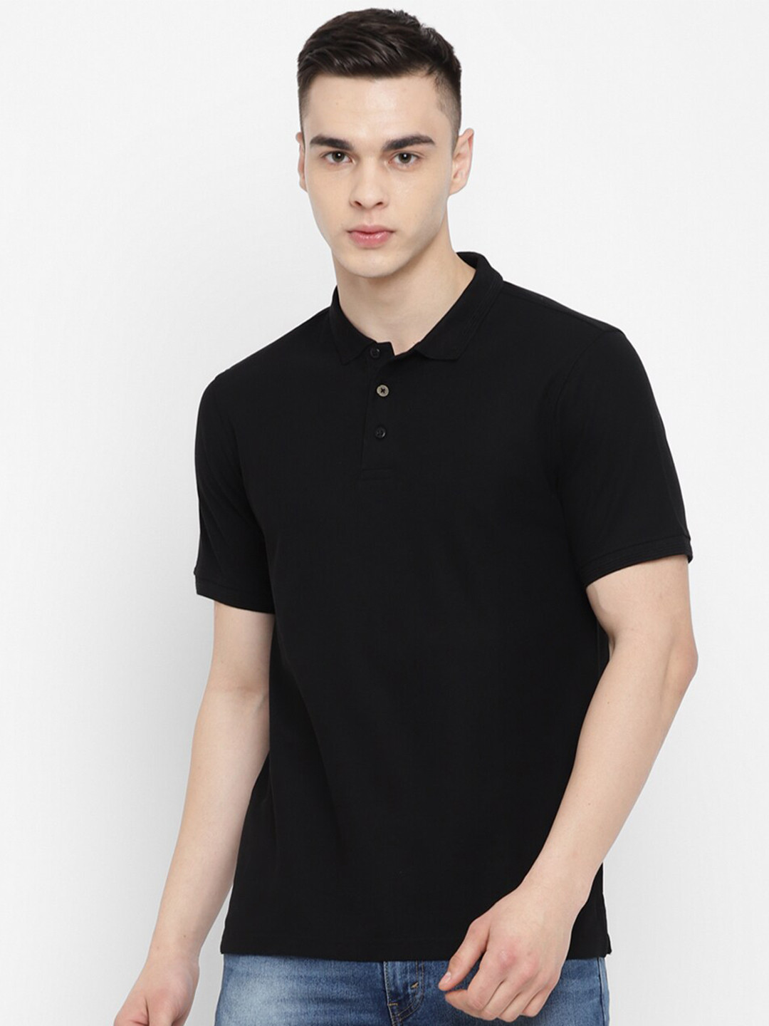 

Red Chief Polo Collar Cotton T-shirt, Black