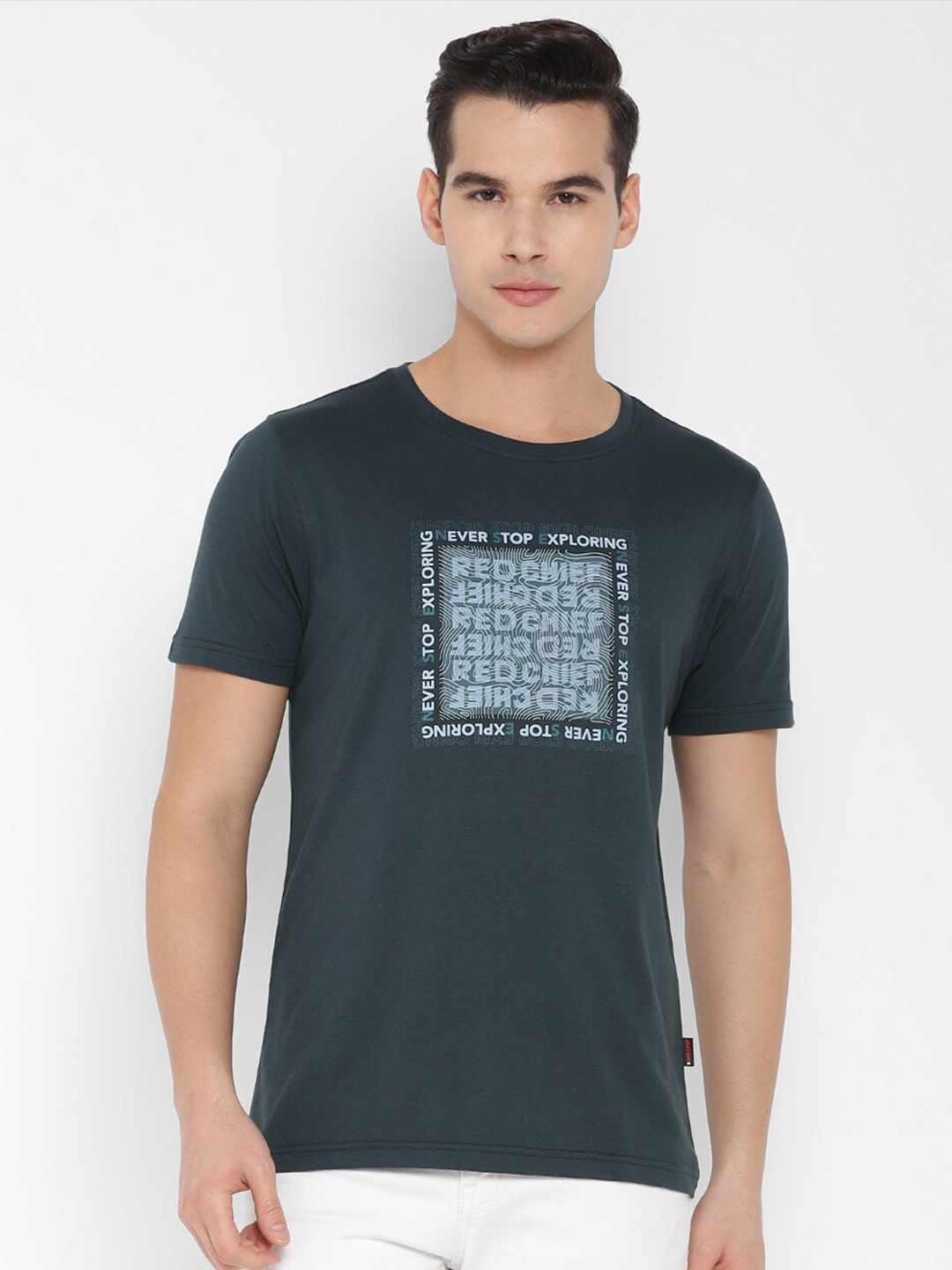

Red Chief Typography Printed Round Neck Cotton T-shirt, Grey
