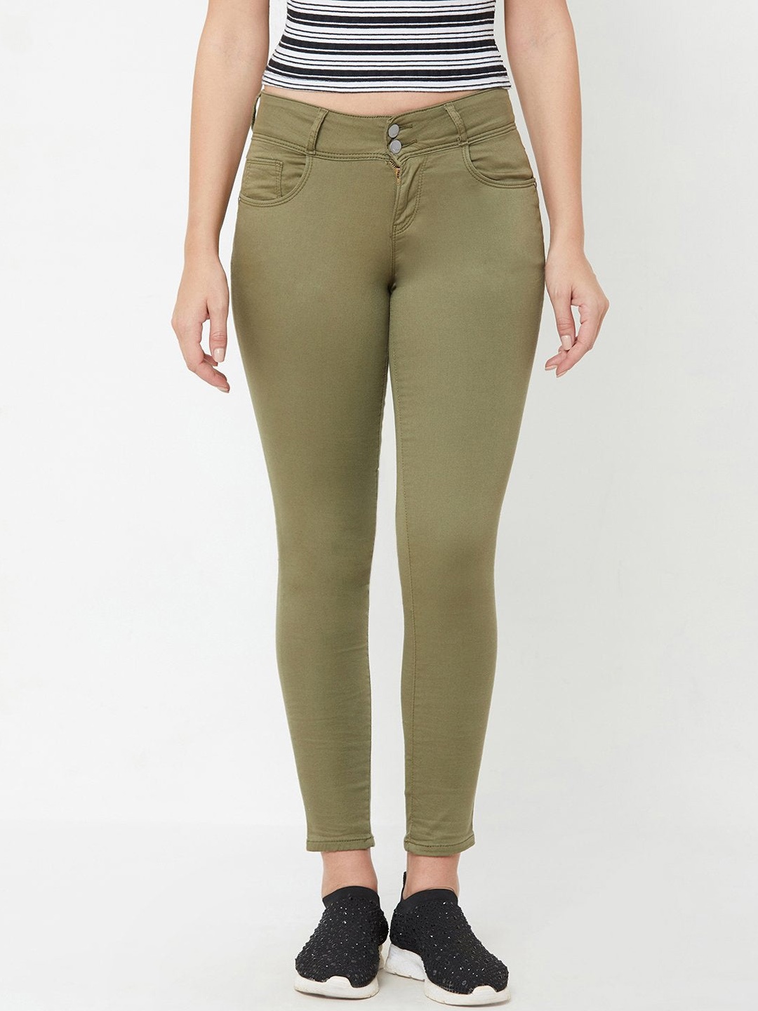 

Kraus Jeans Women Mid Rise Skinny Fit Stretchable Jeans, Olive