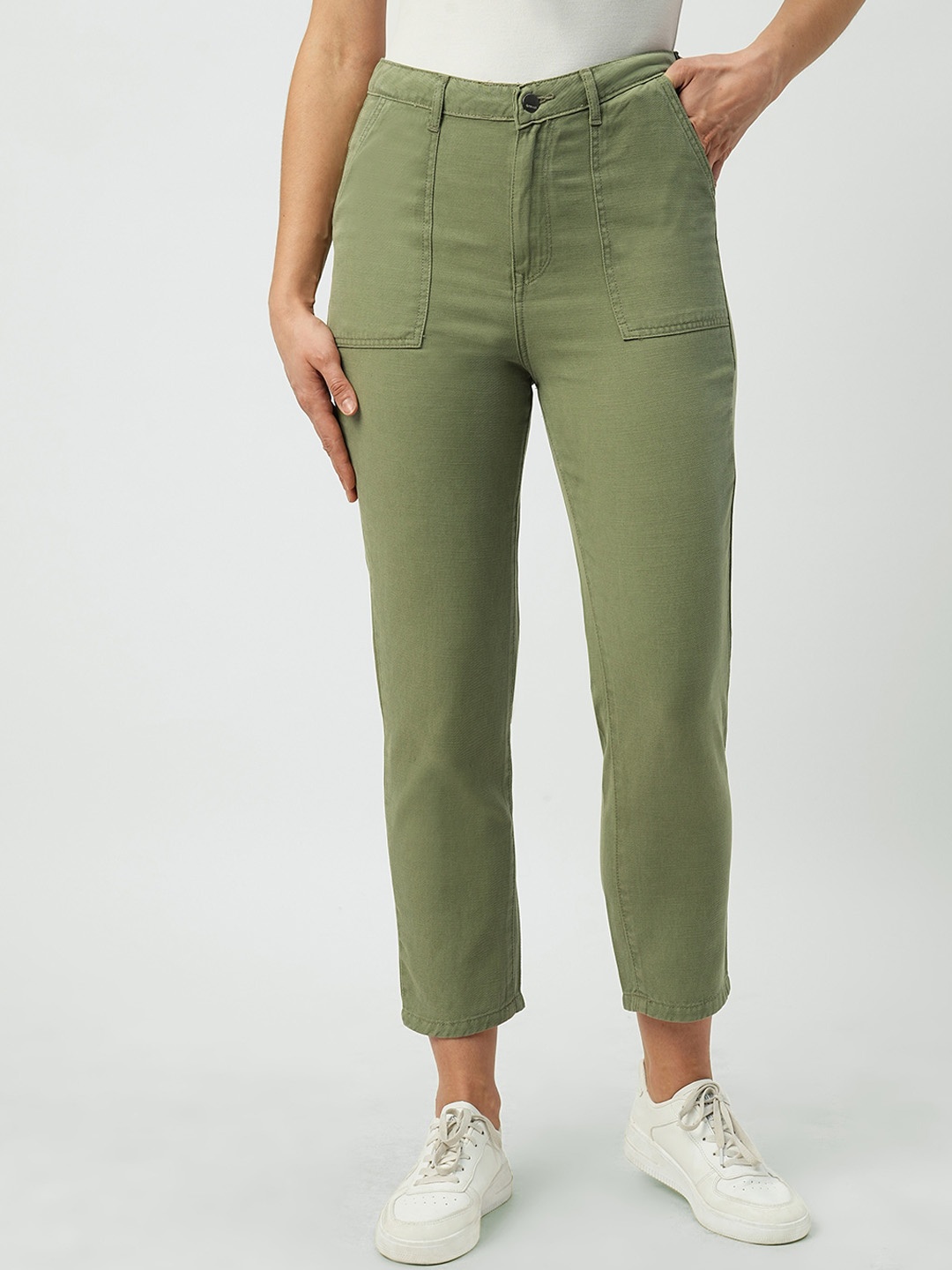 

Kraus Jeans Women Straight Fit High-Rise Jeans, Olive