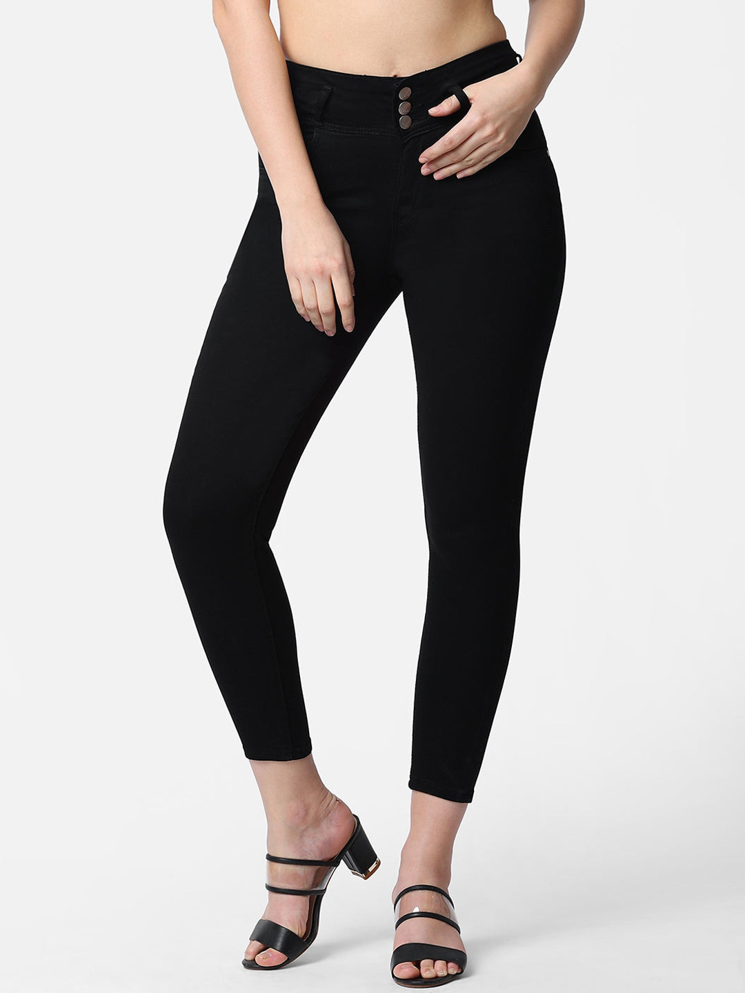 

Kraus Jeans Women Skinny Fit High-Rise Jeans, Black